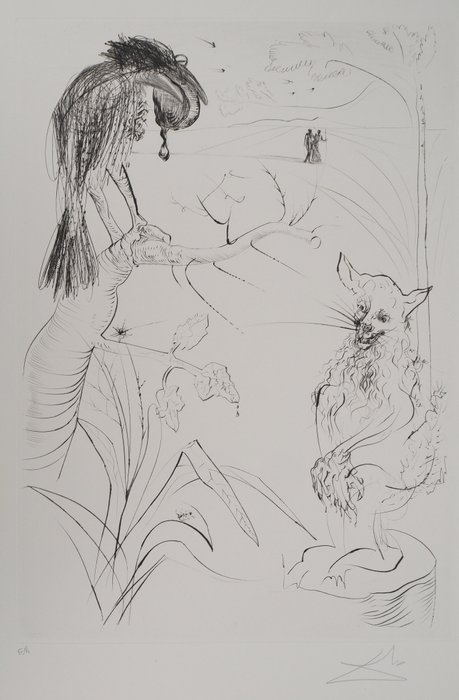 Salvador Dali (1904-1989) - Le Bestiaire de La Fontaine : Le corbeau et le renard