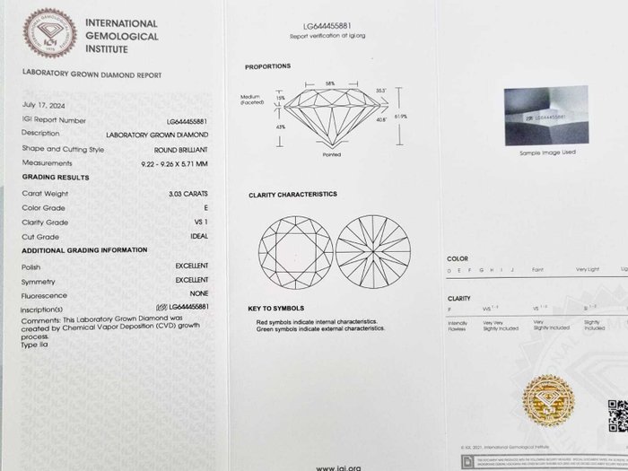 Forlovelsesring - 14 karat Gulguld -  3.03ct. tw. Diamant (Laboratoriedyrket)