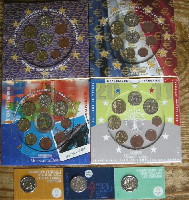 Frankrig Year set / Coincards 2002/2023 (7 verschillende items)  (Ingen mindstepris)