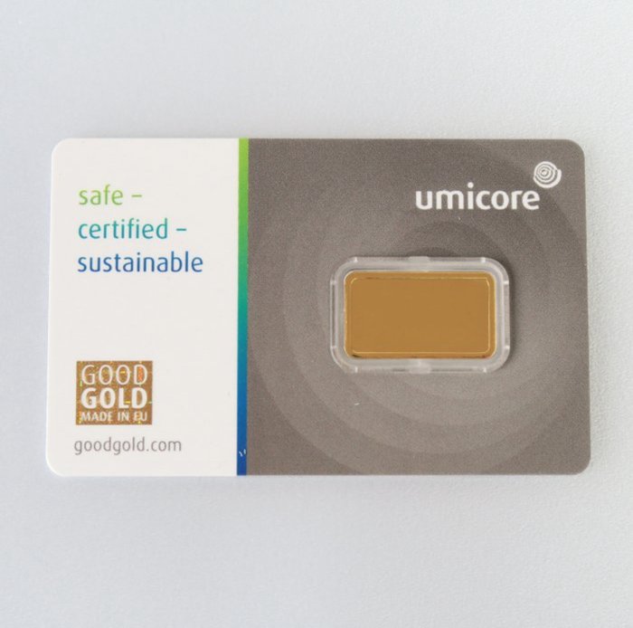 5 gram - Guld 999 - Umicore, Belgium - Forseglet  Med certifikat  (Ingen mindstepris)