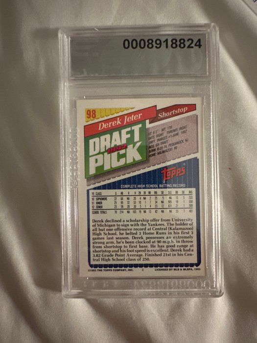 1992/93 Topps MLB Draft Picks Derek Jeter #98 Rookie - 1 Card - Glimrende (EX)