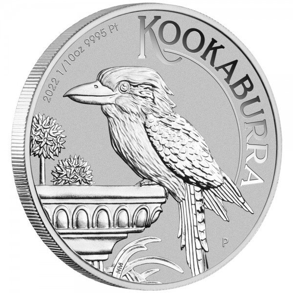 Australien. 2022 1/10 oz $15 AUD Platinum Kookaburra Coin BU (In Capsule)