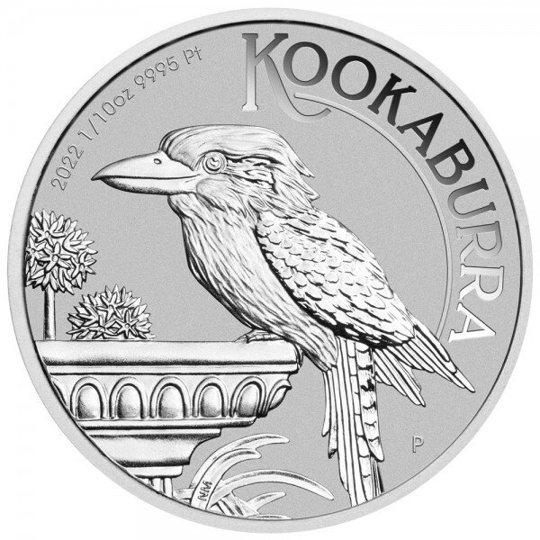 Australien. 2022 1/10 oz $15 AUD Platinum Kookaburra Coin BU (In Capsule)