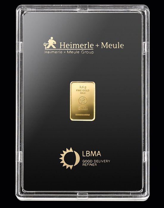 2,5 gram - Guld - Deutschland Heimerle + Meule Goldbarren mit Box - Forseglet  Med certifikat