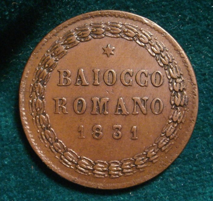 Italien Kirkestaten Pave Gregor 16 (1831-1846) Baiocco Romano 1831 - Roma  (Ingen mindstepris)