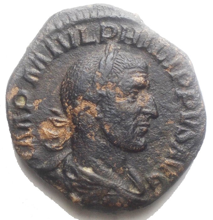 Romarriket. Philip I (AD 244-249). Sestertius Rome - LAET FVNDATA  (Ingen mindstepris)