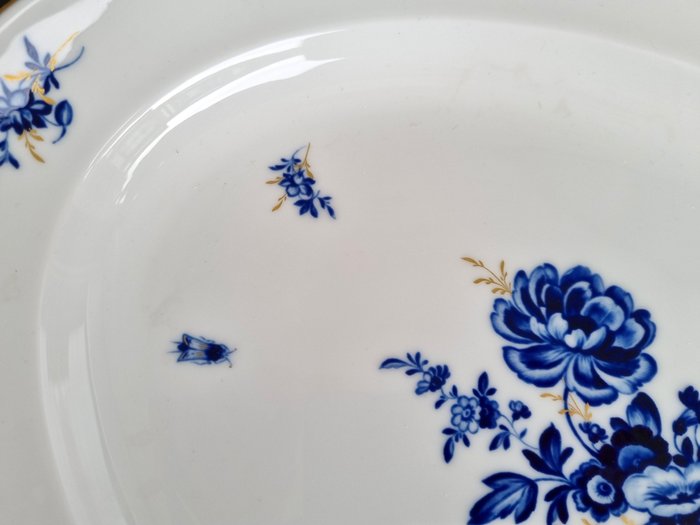 Meissen - Bordservice - Blå blomsterdekor med guld XXL serveringsfad ca 42 x 30,5 cm - Porcelæn