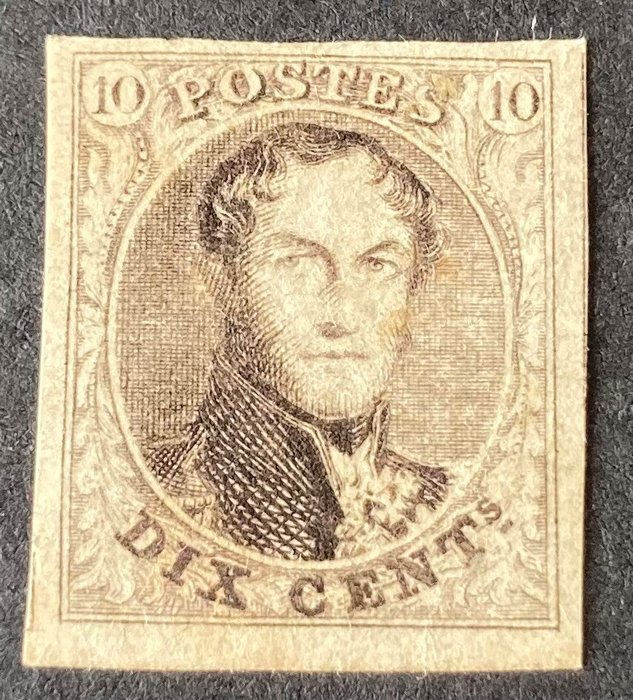 Belgien 1851 - COB #6 - brede marginer - regummet - 10c brun