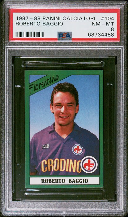 1987/88 Panini Calciatori Roberto Baggio #104 PSA 8 Graded sticker