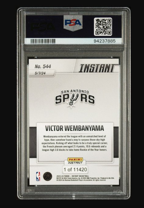 2023 Panini Instant Draft Night Victor Wembanyama #544 - Rookie Card - Print Run 11.420 units PSA 9 - 1 Graded card