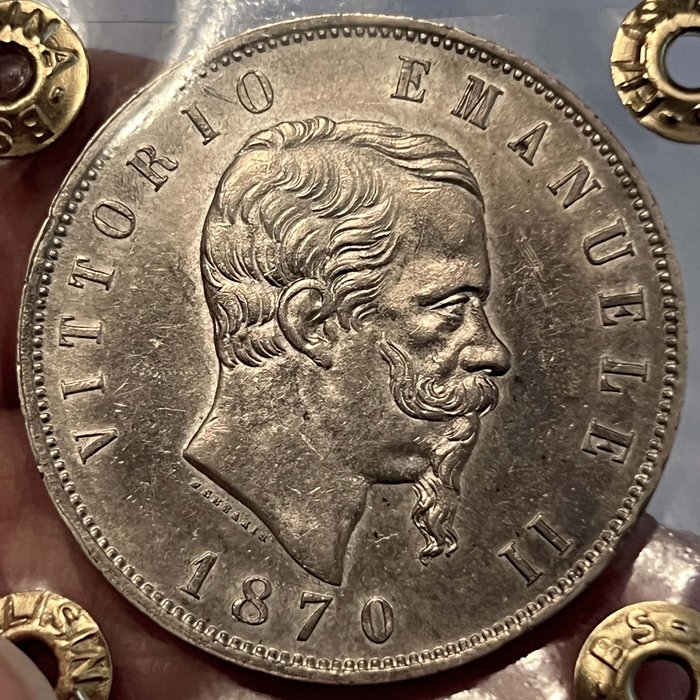 Italien, Kongerig Vittorio Emanuele II. 5 Lire 1870 Roma - Rara  (Ingen mindstepris)