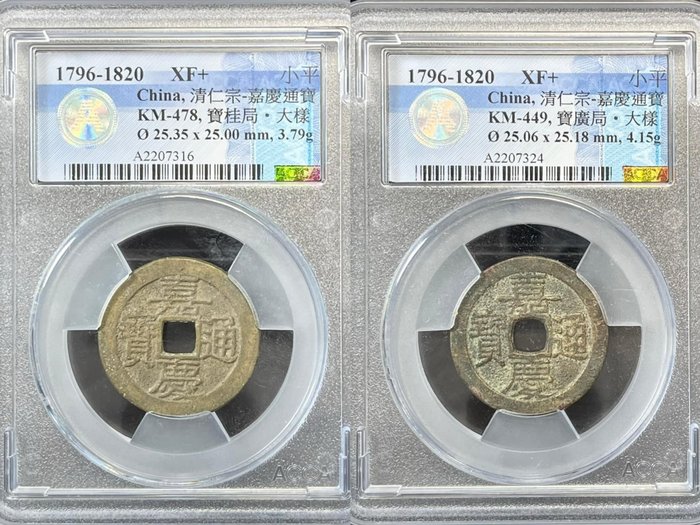 Kina, Qing-dynastiet.. Jiaqing. 1 Cash nd (1796-1820)  (2 coins )  (Ingen mindstepris)