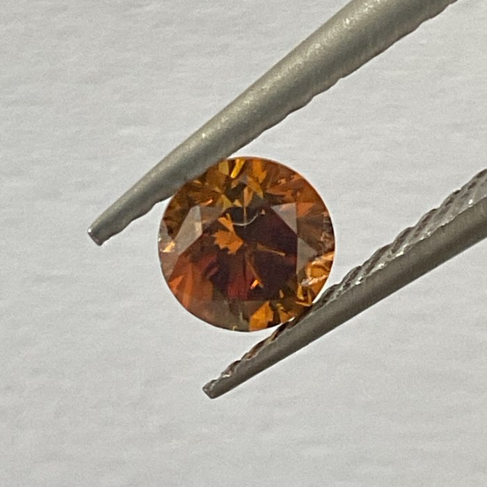 Ingen mindstepris - 1 pcs Diamant  (Naturfarvet)  - 0.36 ct - Rund - Fancy deep Orange - VS1 - Gem Report Antwerp (GRA)