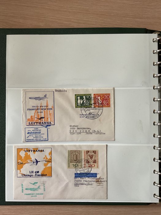 Tyskland, Forbundsrepublikken  - BUNDESPOST/BERLIN; indsamling af FØRSTE FLYV-COVERS og luftpost-/luftfartsrelaterede covers.