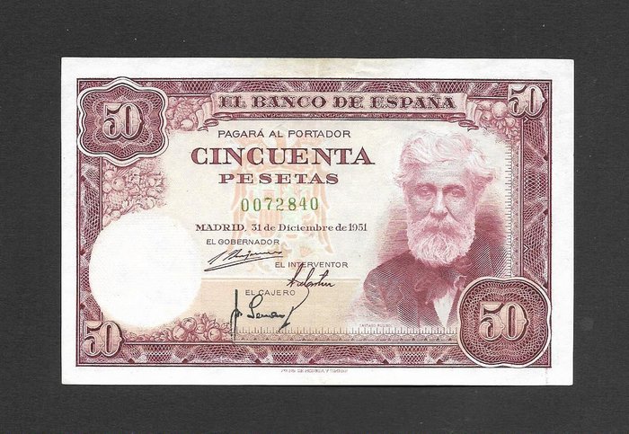 Spanien. - 1 X 25  and 1 X 50 Pesetas 1926-1951  (Ingen mindstepris)