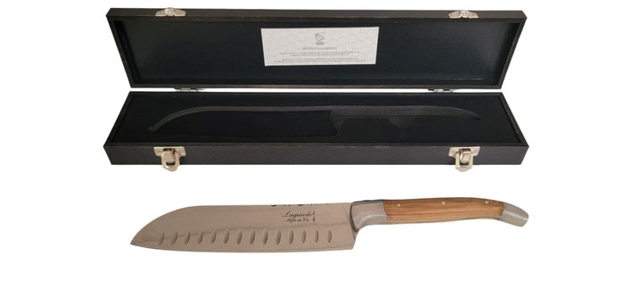 Laguiole Style de Vie - Bordknive sæt - Oliventræ - Santoku kniv