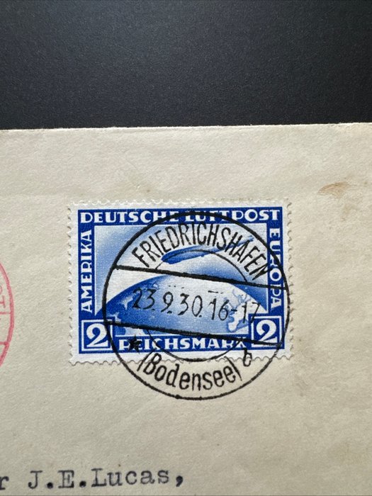 Tyske Kejserrige 1928 - Tysk luftpost 2 Reichsmarks på et brev til England - skal transporteres med luftskibet GRAF ZEPPELIN - 423