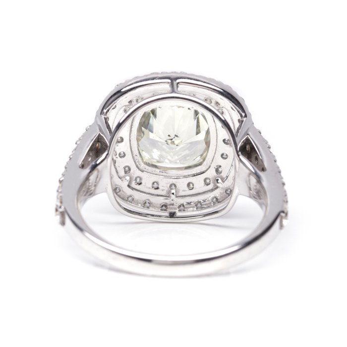 Ring - 18 kraat Hvidguld -  4.45ct. tw. Diamant (Naturfarvet) - Diamant