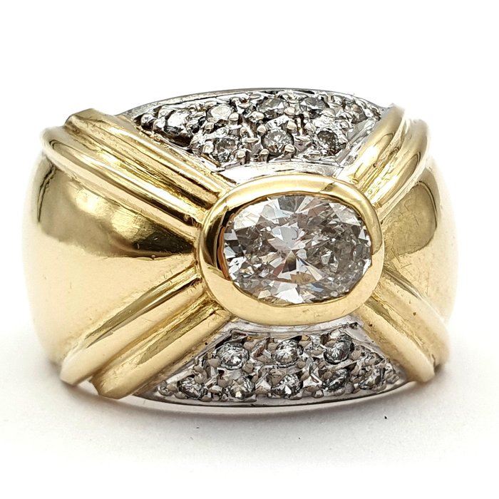 Ring - 18 kraat Gulguld, Hvidguld -  1.02ct. tw. Diamant (Natur)