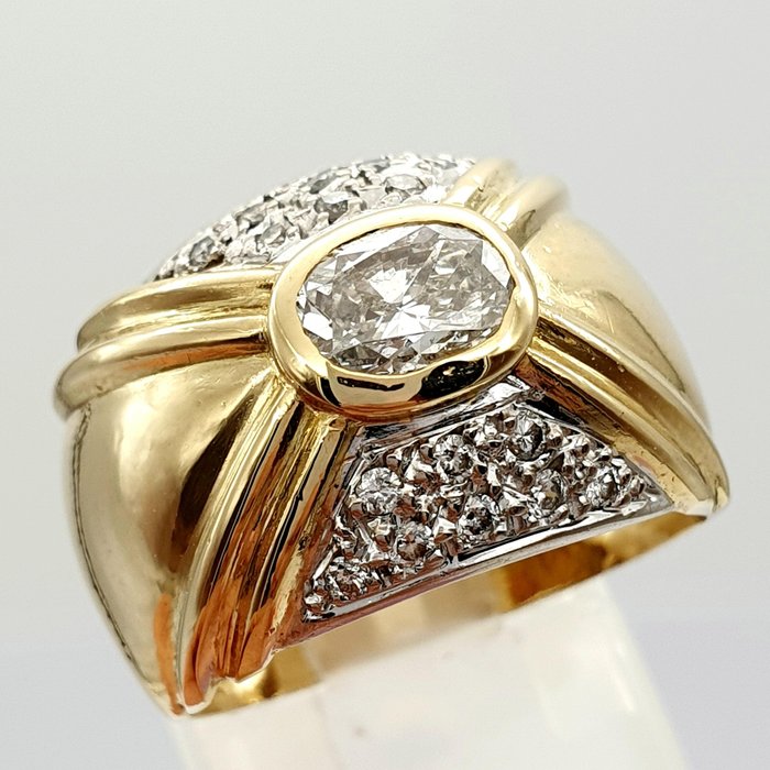 Ring - 18 kraat Gulguld, Hvidguld -  1.02ct. tw. Diamant (Natur)