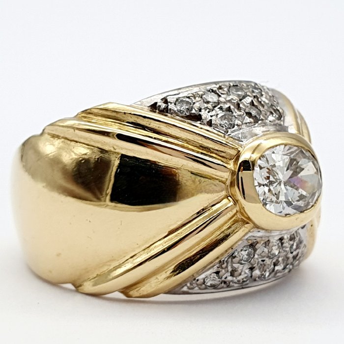 Ring - 18 kraat Gulguld, Hvidguld -  1.02ct. tw. Diamant (Natur)