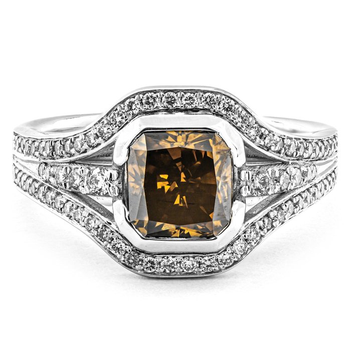 Ingen mindstepris - Ring - 14 karat Hvidguld -  2.52ct. tw. Brun Diamant (Naturfarvet) - Diamant