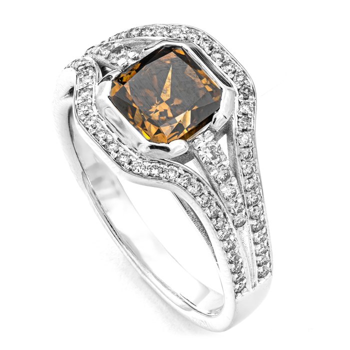 Ingen mindstepris - Ring - 14 karat Hvidguld -  2.52ct. tw. Brun Diamant (Naturfarvet) - Diamant