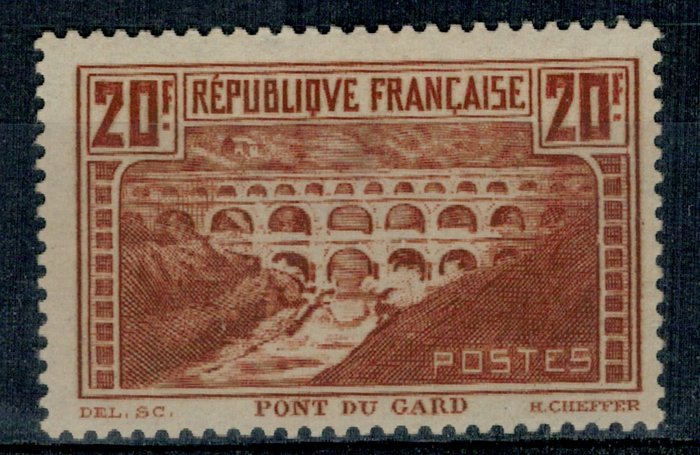 Frankrig 1931/1931 - Frankrig 1931 Yvert 262a Pont du Gard 1 værdi intakt dæk ** MNH Caffaz certifikat - Yvert 262a