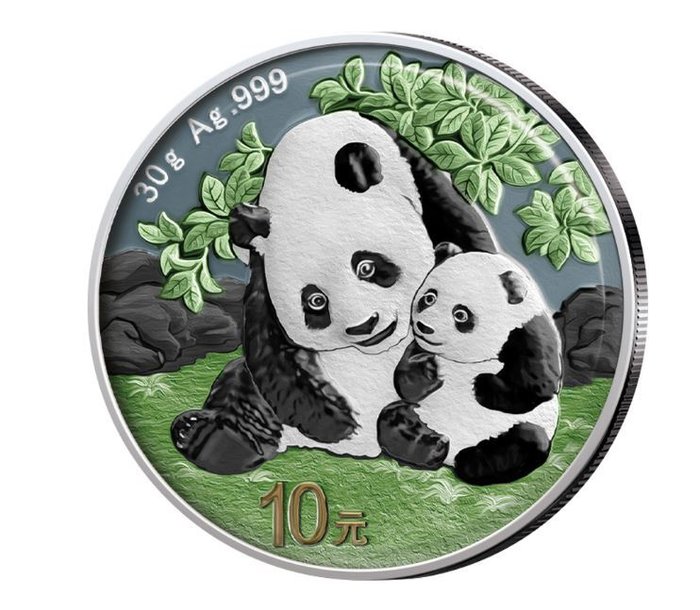 Kina. 10 Yuan 2024 Panda - Farbapplikation, 30g (.999)  (Ingen mindstepris)