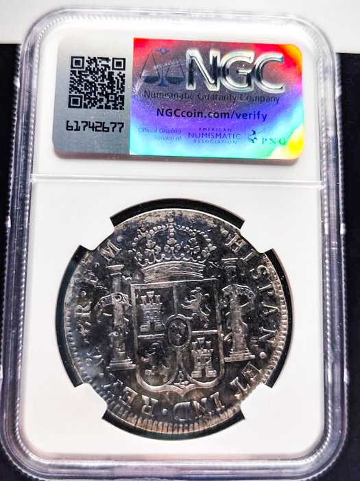 Spanien. 8 Reales 1790 F·M. - KM 107. Ceca de Ciudad de Mexico, busto de Carlos III con ordinal IV. Escasa