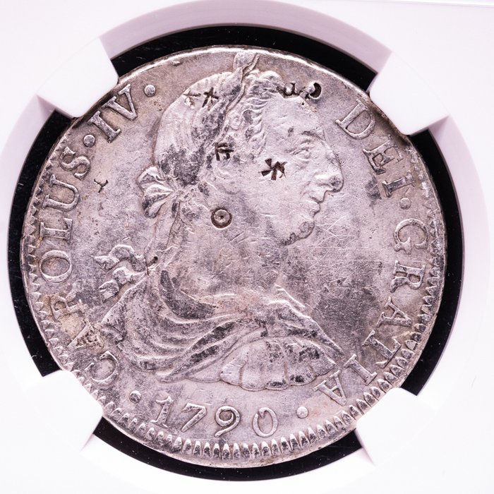 Spanien. 8 Reales 1790 F·M. - KM 107. Ceca de Ciudad de Mexico, busto de Carlos III con ordinal IV. Escasa