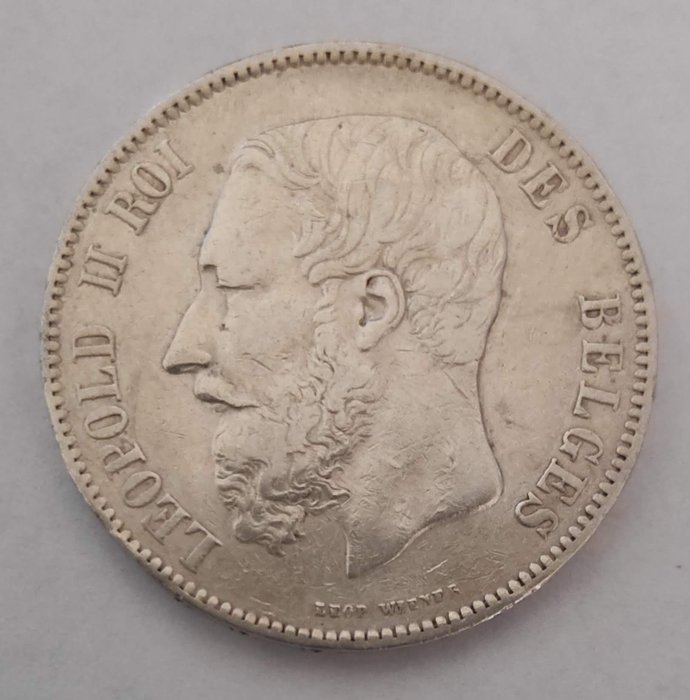 Belgien. Leopold II (1865-1909). 5 Francs 1868  (Ingen mindstepris)