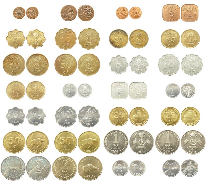 Maldiverne. Various Denominations 1901/2012 (28 coins)  (Ingen mindstepris)