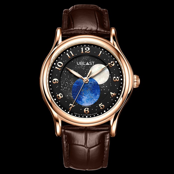 Ublast - " NO RESERVE PRICE " Orbital Plane - Automatic Moon Phase - Ingen mindstepris - REF.UBORPL42GDBK Ltd. Edition - Mænd - Ny