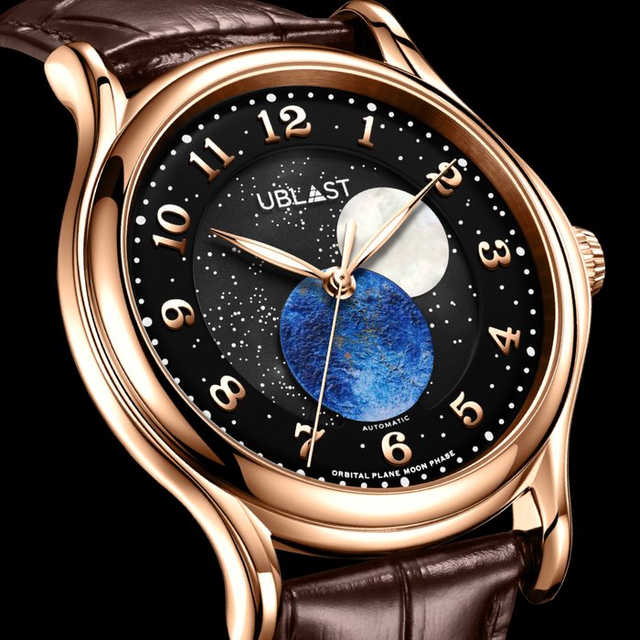 Ublast - " NO RESERVE PRICE " Orbital Plane - Automatic Moon Phase - Ingen mindstepris - REF.UBORPL42GDBK Ltd. Edition - Mænd - Ny