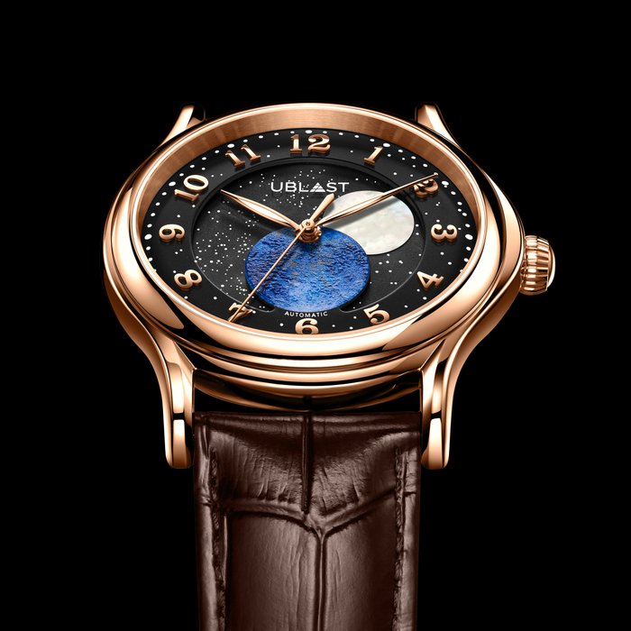 Ublast - " NO RESERVE PRICE " Orbital Plane - Automatic Moon Phase - Ingen mindstepris - REF.UBORPL42GDBK Ltd. Edition - Mænd - Ny