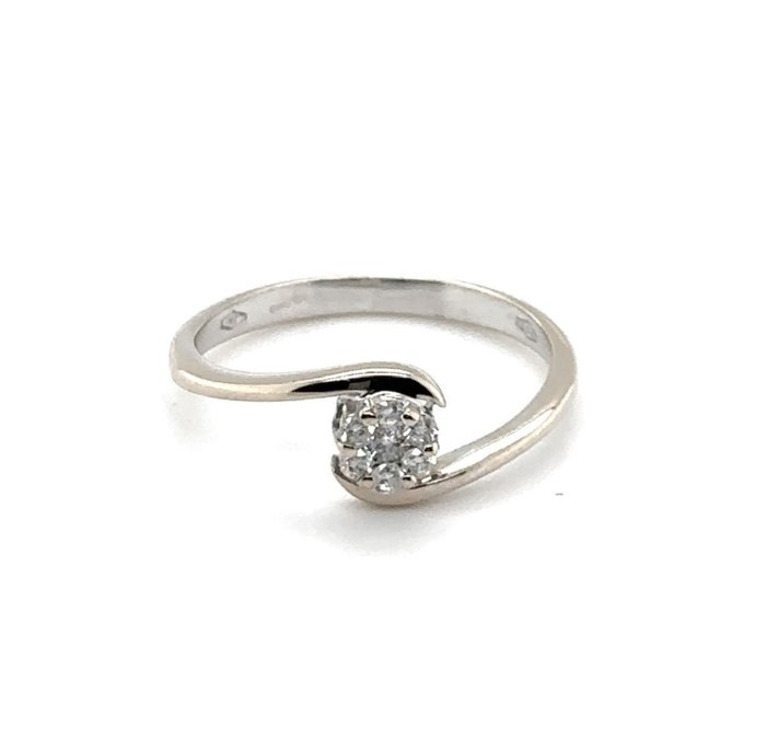 Ring - 18 kraat Hvidguld -  0.15ct. tw. Diamant (Natur)  - Diamant - Moderne Unik Ring Dia