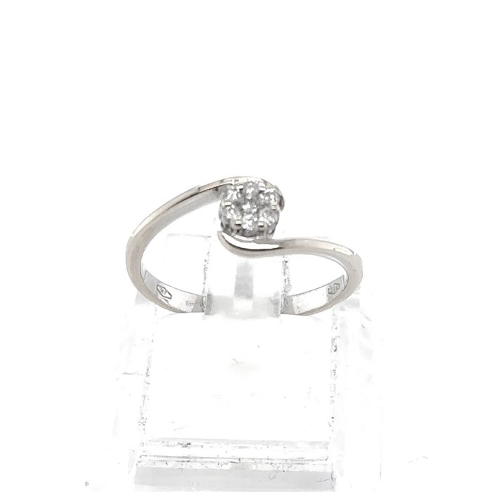 Ring - 18 kraat Hvidguld -  0.15ct. tw. Diamant (Natur)  - Diamant - Moderne Unik Ring Dia