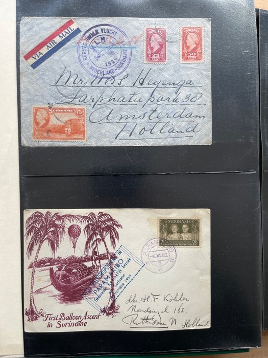 Surinam 1928/1955 - Festkonvolutter FDC-forløbere i et album