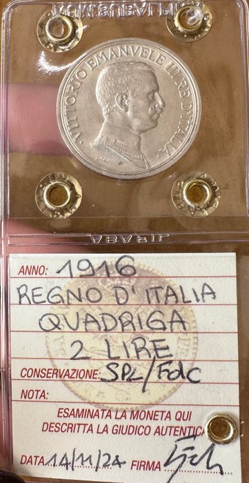 Italien. Vittorio Emanuele III. 2 Lire 1916 "Quadriga Briosa"  (Ingen mindstepris)