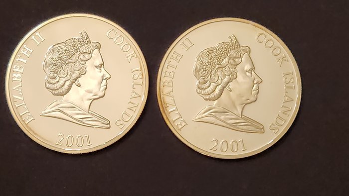 Cook-øerne Elizabeth II A Lot of 2x Colourized Proof Silver Dollars World Cup Winners England  France 1968  1998 2001  (Ingen mindstepris)