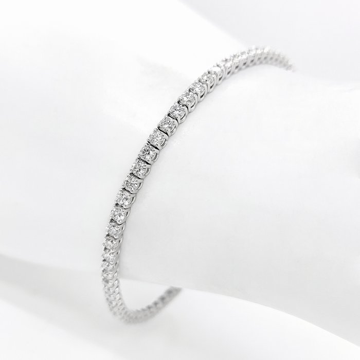 Ingen mindstepris - Armbånd - 14 karat Hvidguld -  3.85ct. tw. Diamant (Laboratoriedyrket) - D-E/VVS