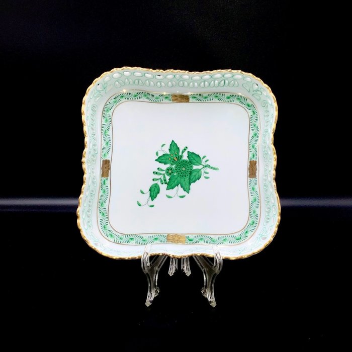 Herend - Artwork Scalloped Breakthrough Vide-Poche (18 cm) - "Apponyi Green" - Fad - Håndmalet porcelæn