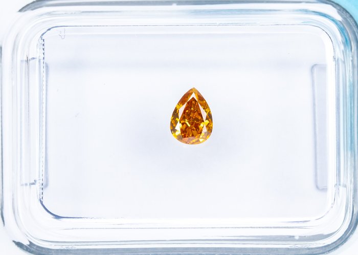 Ingen mindstepris - 1 pcs Diamant  (Naturfarvet)  - 0.24 ct - Pære - Fancy intense Brunlig, Gullig Orange - SI1 - International Gemological Institute (IGI)