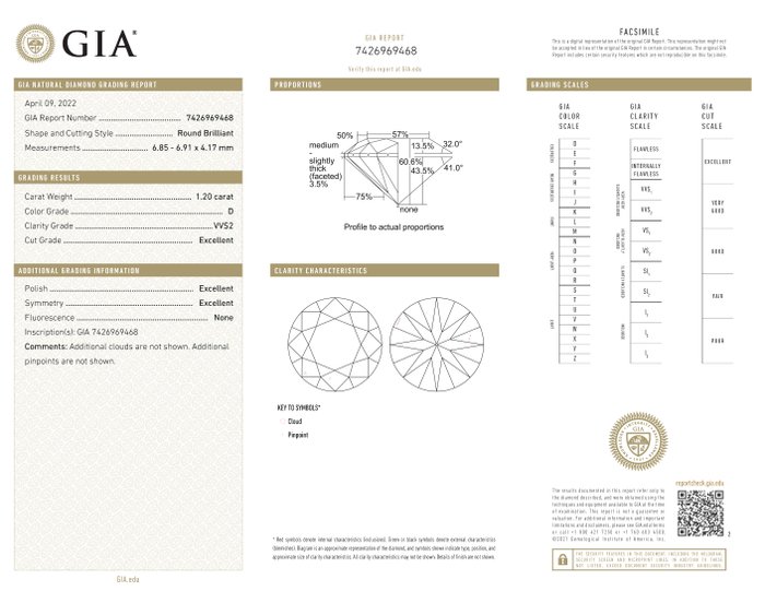 1 pcs Diamant  (Natur)  - 120 ct - Rund - D (farveløs) - VVS2 - Gemological Institute of America (GIA) - *3EX Ingen*