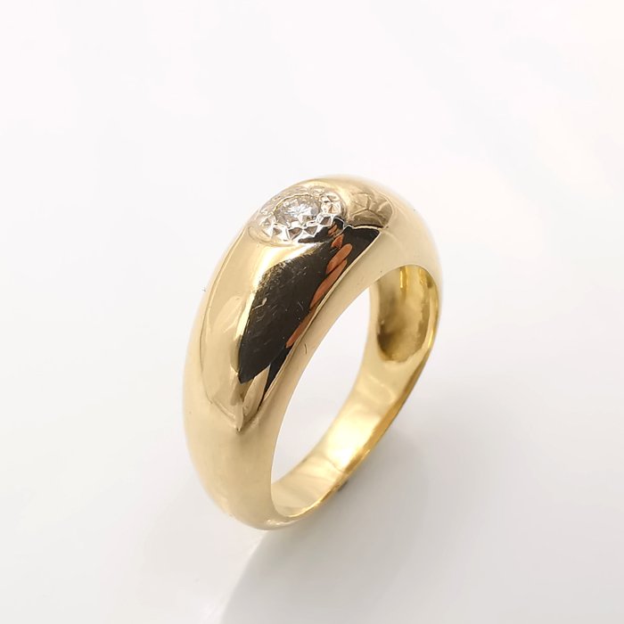 Ring - 18 kraat Gulguld -  0.07ct. tw. Diamant (Natur)