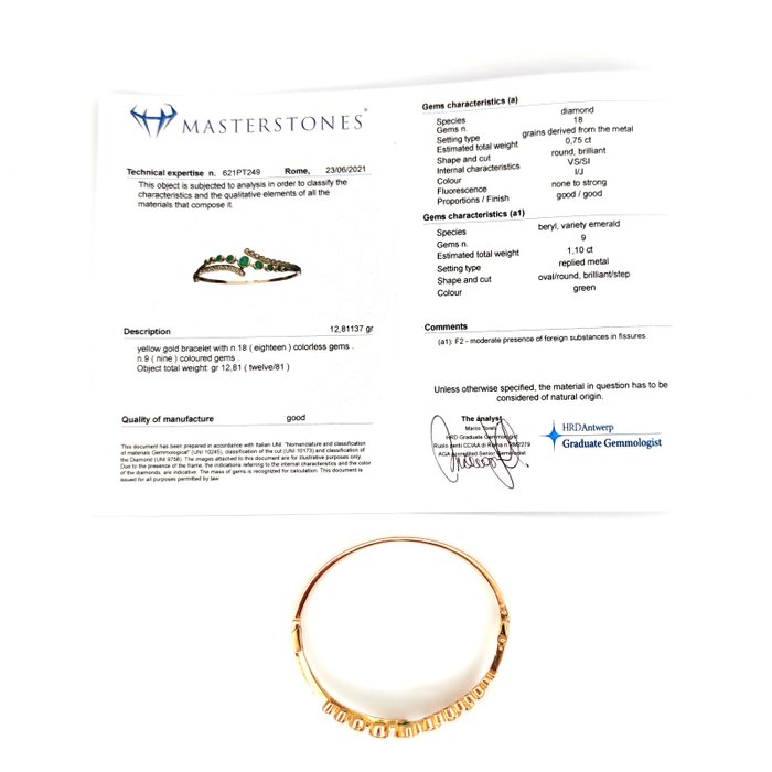 Armbånd - 18 kraat Gulguld -  1.85ct. tw. Smaragd - Diamant