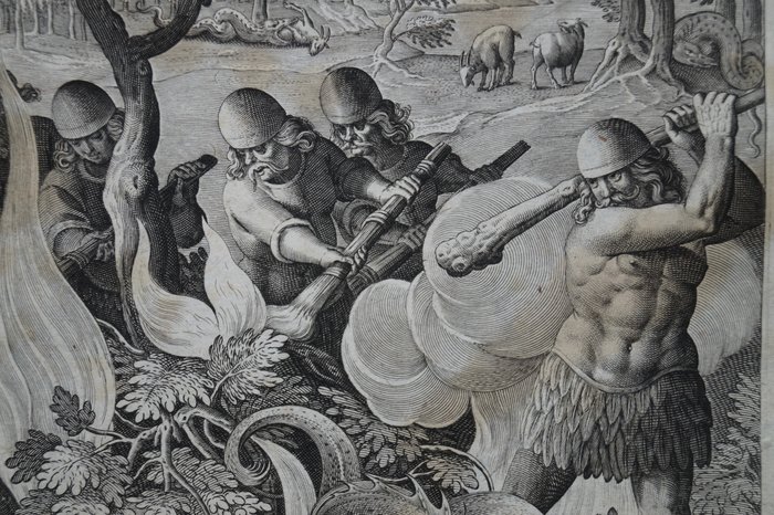 Jan Van Der Straet (1523-1605) - Water snake hunting in India Hunting scenes from serie Venationes Ferarum, auium, piscium pvgnae