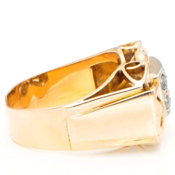 Ring - 18 kraat Gulguld, Hvidguld Diamant (Natur)