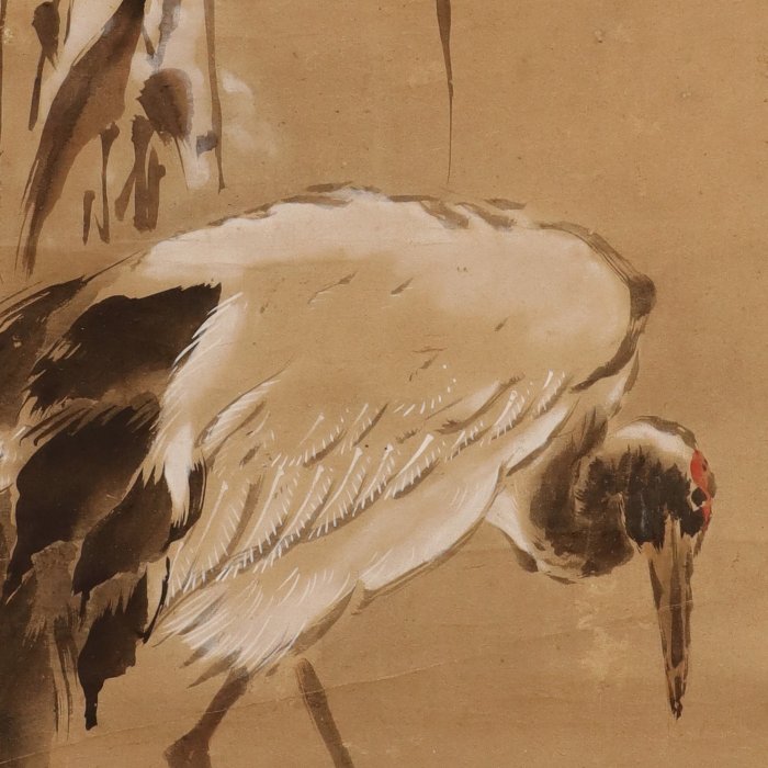 Crane in the Snow - With signature Gyoho sha 暁峯寫 - Gyoho(?-?) - Japan - Meiji-perioden (1868-1912)  (Ingen mindstepris)